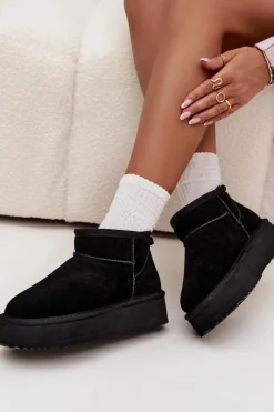 Outlet Zamszowe Śniegowce Damskie Na Platformie Vinceza 97962 Czarne Damskie Śniegowce Damskie