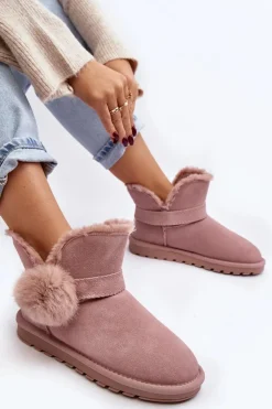Online Zamszowe Śniegowce Damskie Z Wycięciami Różowe Eraclio Damskie Śniegowce Damskie