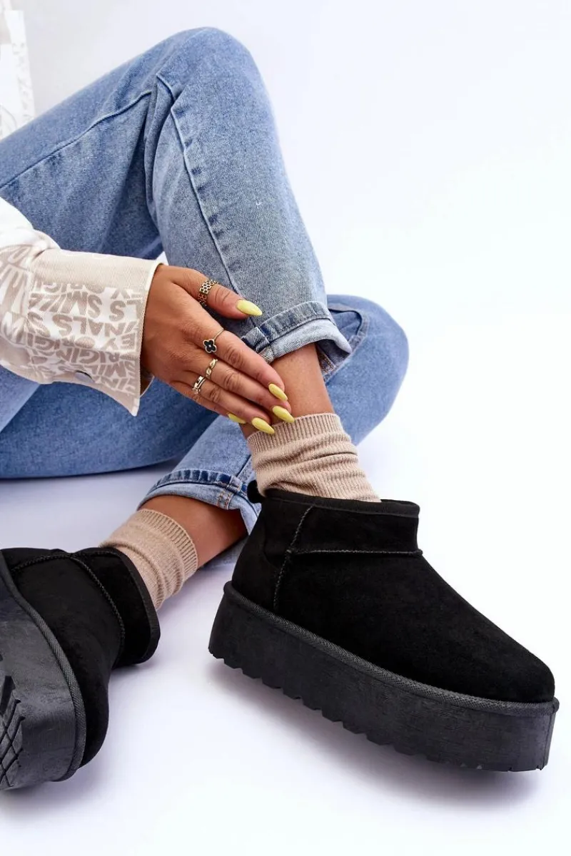 Śniegowce Damskie>Boto Zamszowe Śniegowce Na Platformie Czarne Corcoran Czarny