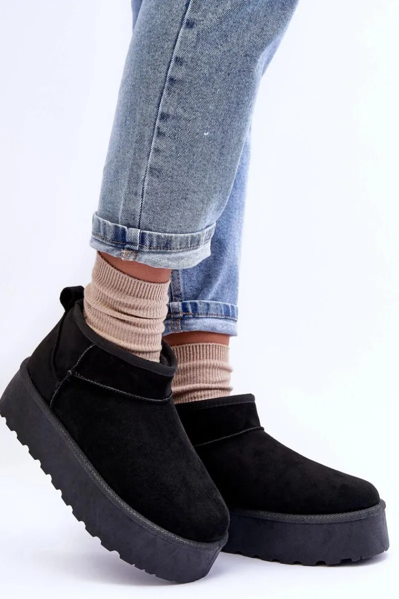 Śniegowce Damskie>Boto Zamszowe Śniegowce Na Platformie Czarne Corcoran Czarny