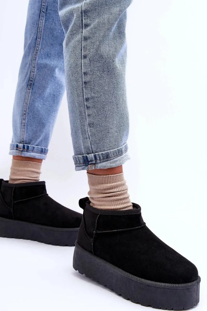 Śniegowce Damskie>Boto Zamszowe Śniegowce Na Platformie Czarne Corcoran Czarny