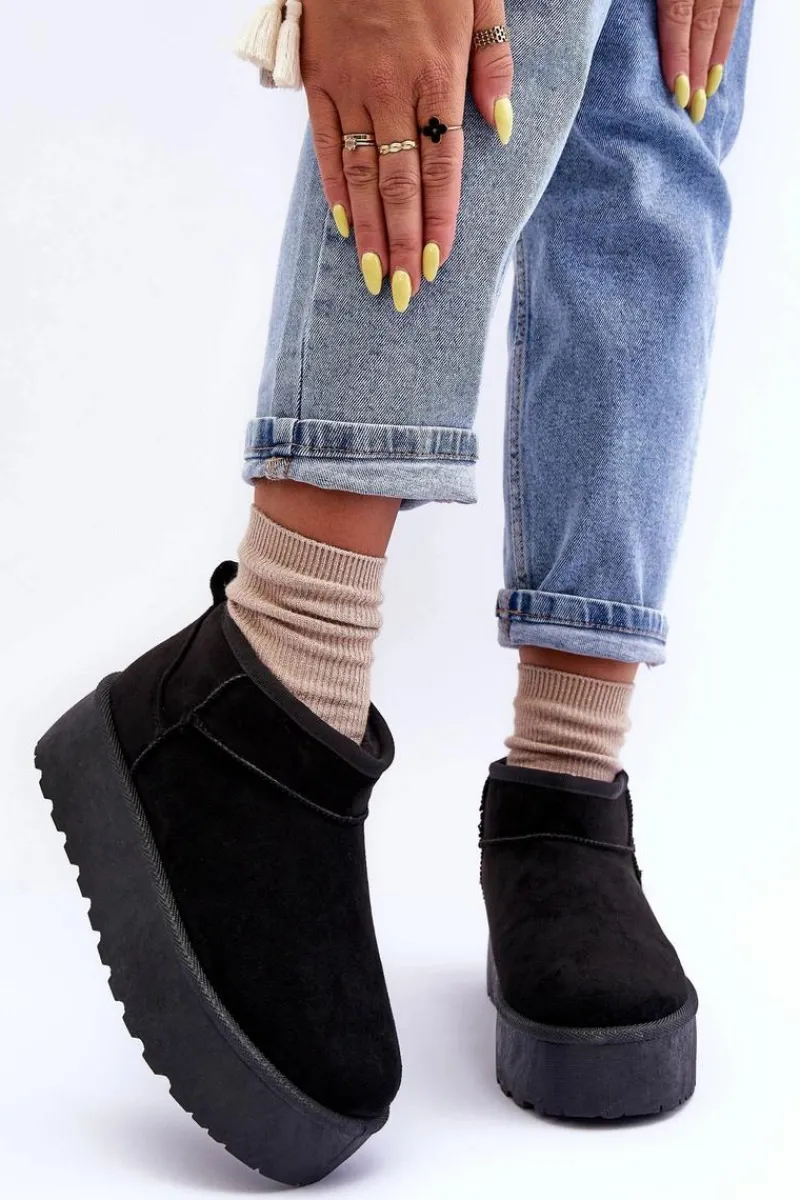 Śniegowce Damskie>Boto Zamszowe Śniegowce Na Platformie Czarne Corcoran Czarny