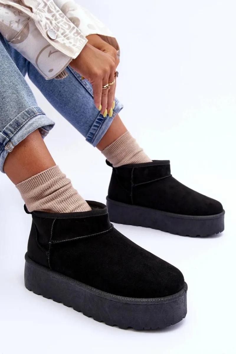 Śniegowce Damskie>Boto Zamszowe Śniegowce Na Platformie Czarne Corcoran Czarny