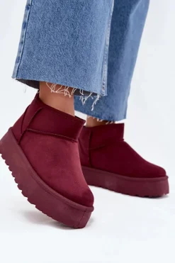 Outlet Zamszowe Śniegowce Na Platformie Bordowe Corcoran Damskie Śniegowce Damskie