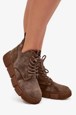 Botki Ocieplane|Damskie Trapery></noscript>Big Star Shoes Zamszowe Niskie Botki Damskie Na Platformie Big Star SS274594 Beżowe Beżowy