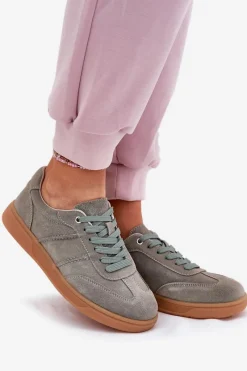 New Zamszowe Niskie Sneakersy Damskie Zielone Paliana Damskie Sneakersy Damskie