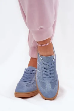 Online Evento Zamszowe Niskie Sneakersy Damskie e Paliana Niebieski