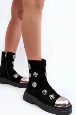 Czarne Botki|Botki Zimowe Damskie><noscript><img width=