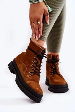 Botki Ocieplane|Damskie Trapery></noscript>Big Star Shoes Zamszowe Ocieplane Botki Trapery Big Star KK274524 Brązowe