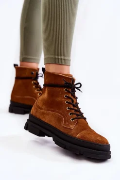 Botki Ocieplane|Damskie Trapery></noscript>Big Star Shoes Zamszowe Ocieplane Botki Trapery Big Star KK274524 Brązowe