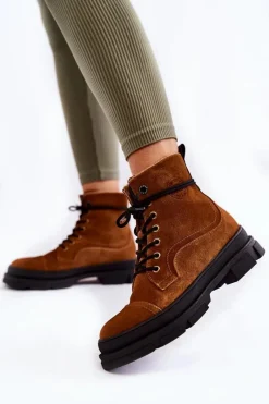 Botki Ocieplane|Damskie Trapery></noscript>Big Star Shoes Zamszowe Ocieplane Botki Trapery Big Star KK274524 Brązowe