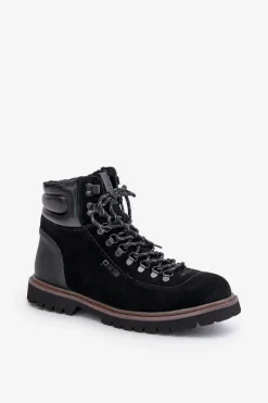 Online Big Star Shoes Zamszowe Ocieplane Botki Trapery Męskie Big Star OO174643 Hi-Poly System Czarne Czarny