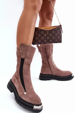 Czarne Botki|Botki Zimowe Damskie><noscript><img width=