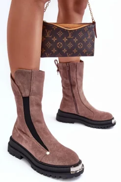 Czarne Botki|Botki Zimowe Damskie><noscript><img width=