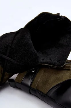 Clearance Zamszowe Ocieplane Botki 2508 Zielone Damskie Botki Ocieplane|Botki Skórzane