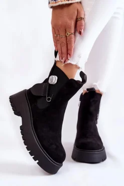 Best Boto Zamszowe Ocieplane Botki Workery Czarne Magnis