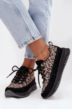 Sneakersy Damskie></noscript>Buty damskie Vinceza Zamszowe Ocieplane Sneakersy Damskie Na Platformie Vinceza 66836 Panterka Czarne Czarny