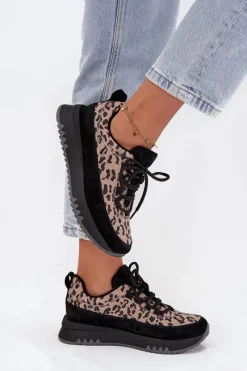 Sneakersy Damskie></noscript>Buty damskie Vinceza Zamszowe Ocieplane Sneakersy Damskie Na Platformie Vinceza 66836 Panterka Czarne Czarny