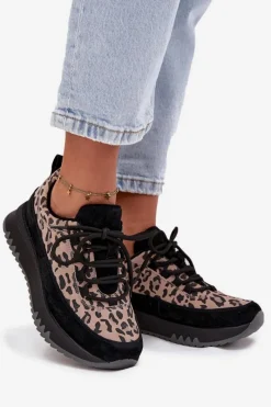 Sneakersy Damskie></noscript>Buty damskie Vinceza Zamszowe Ocieplane Sneakersy Damskie Na Platformie Vinceza 66836 Panterka Czarne Czarny