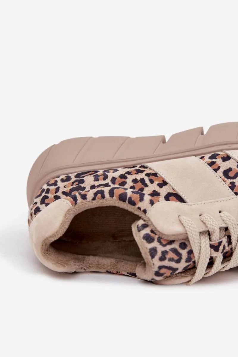 Sale Buty damskie Vinceza Zamszowe Ocieplane Sneakersy Damskie Na Masywnej Platformie Vinceza 66841 Panterka Beżowe Beżowy