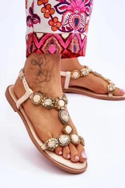 Sandały Płaskie><noscript><img width=