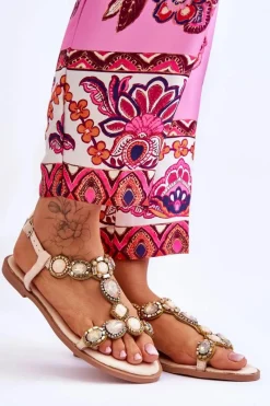 Sandały Płaskie><noscript><img width=