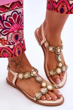 Sandały Płaskie><noscript><img width=