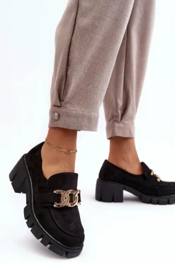 Hot Zamszowe Półbuty Damskie Z Ozdobą Czarne Rullenes Damskie Mokasyny Damskie Zamszowe