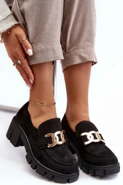 Hot Zamszowe Półbuty Damskie Z Ozdobą Czarne Rullenes Damskie Mokasyny Damskie Zamszowe