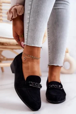 Mokasyny Damskie Zamszowe>Buty damskie Vinceza Zamszowe Półbuty Mokasyny Czarne Yasmin