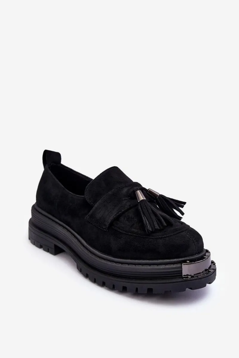 Discount Boto Zamszowe Półbuty Mokasyny Damskie Czarne Ramvli