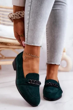 Mokasyny Damskie Zamszowe>Buty damskie Vinceza Zamszowe Półbuty Mokasyny Zielone Yasmin