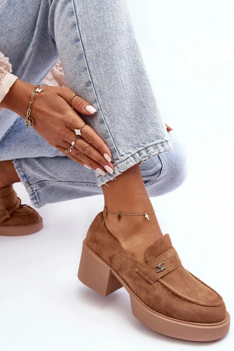 Czółenka Na Platformie|Czółenka Zamszowe>Boto Zamszowe Półbuty Na Obcasie Damskie Ciemnobeżowe Afnira