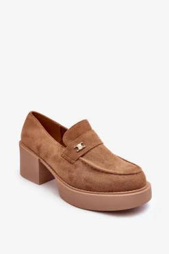 Czółenka Na Platformie|Czółenka Zamszowe>Boto Zamszowe Półbuty Na Obcasie Damskie Ciemnobeżowe Afnira