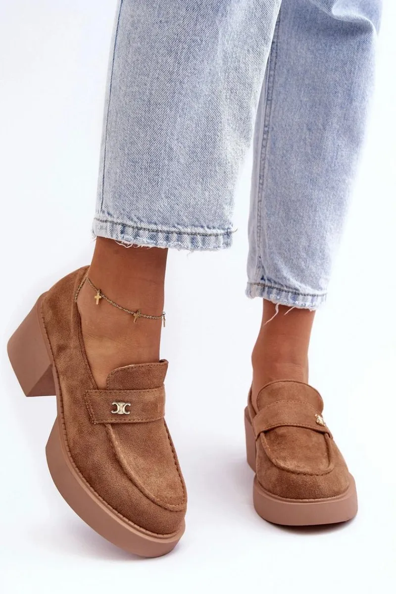 Czółenka Na Platformie|Czółenka Zamszowe>Boto Zamszowe Półbuty Na Obcasie Damskie Ciemnobeżowe Afnira