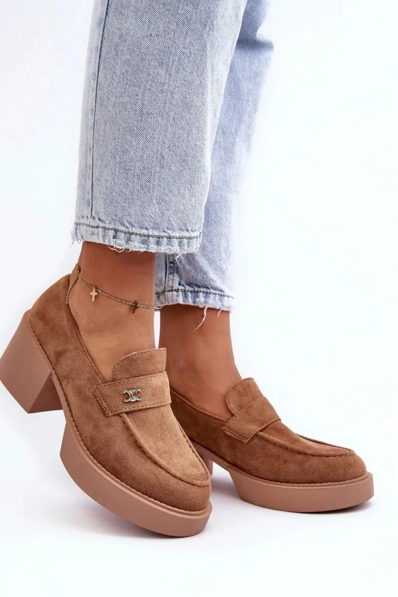 Czółenka Na Platformie|Czółenka Zamszowe>Boto Zamszowe Półbuty Na Obcasie Damskie Ciemnobeżowe Afnira