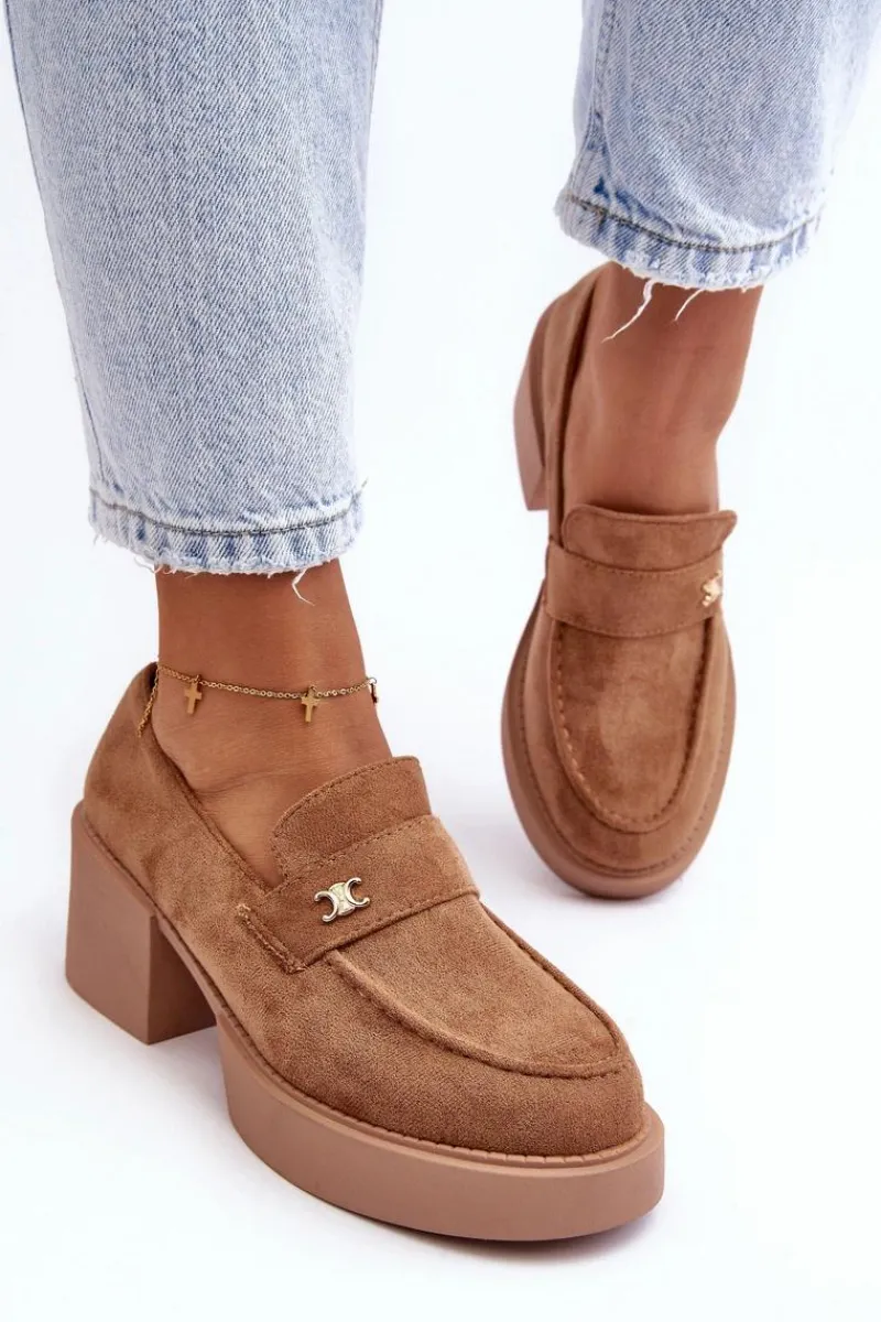 Czółenka Na Platformie|Czółenka Zamszowe>Boto Zamszowe Półbuty Na Obcasie Damskie Ciemnobeżowe Afnira