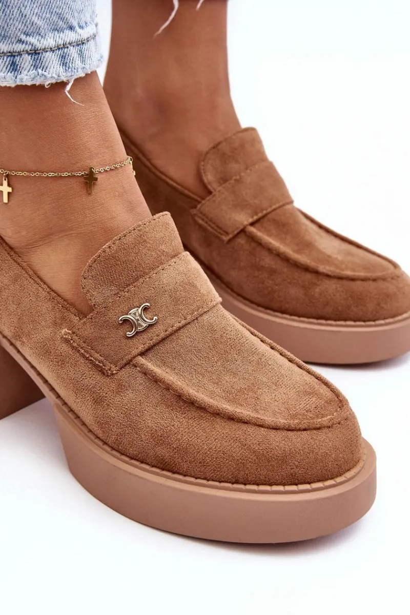 Czółenka Na Platformie|Czółenka Zamszowe>Boto Zamszowe Półbuty Na Obcasie Damskie Ciemnobeżowe Afnira