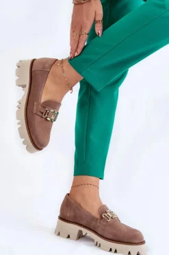 New Laura Messi Zamszowe Półbuty Z Ozdobą 2489 Brązowe Brązowy