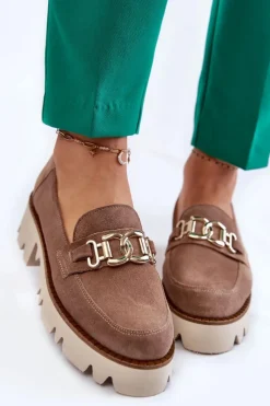 New Laura Messi Zamszowe Półbuty Z Ozdobą 2489 Brązowe Brązowy