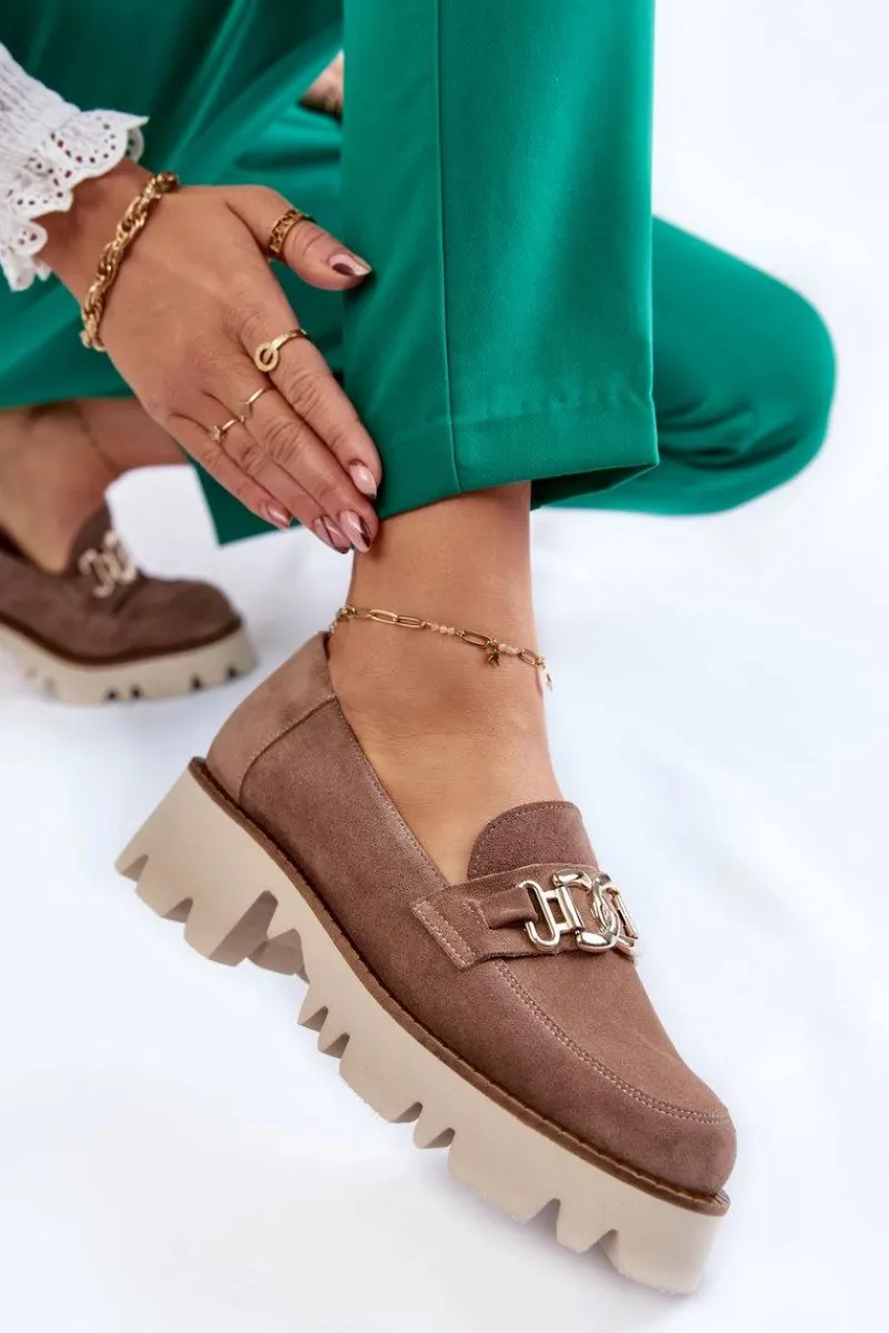 New Laura Messi Zamszowe Półbuty Z Ozdobą 2489 Brązowe Brązowy