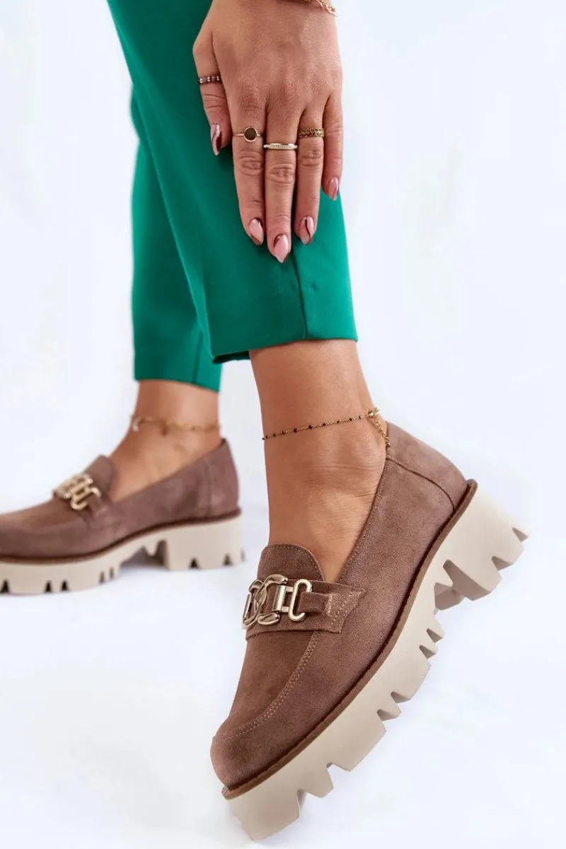 New Laura Messi Zamszowe Półbuty Z Ozdobą 2489 Brązowe Brązowy