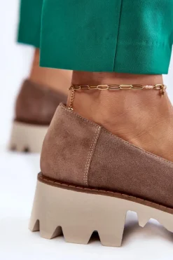 New Laura Messi Zamszowe Półbuty Z Ozdobą 2489 Brązowe Brązowy