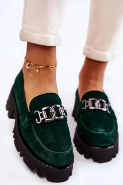 Hot Laura Messi Zamszowe Półbuty Z Ozdobą 2489 Zielone Zielony