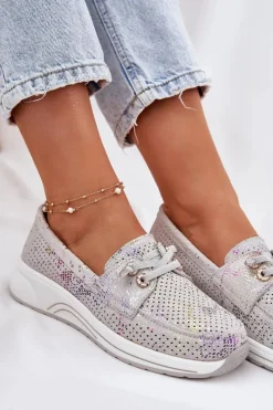 Best Artiker Zamszowe Półbuty Ze Skóry Naturalnej Na Platformie 56C2104 Szare