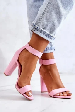 Discount Boto Zamszowe Sandałki Na Obcasie Różowe Jacqueline