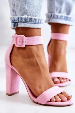 Discount Boto Zamszowe Sandałki Na Obcasie Różowe Jacqueline