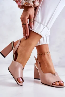 Online Damskie buty S.Barski Zamszowe Sandałki Na Słupku Beżowe Fiorine