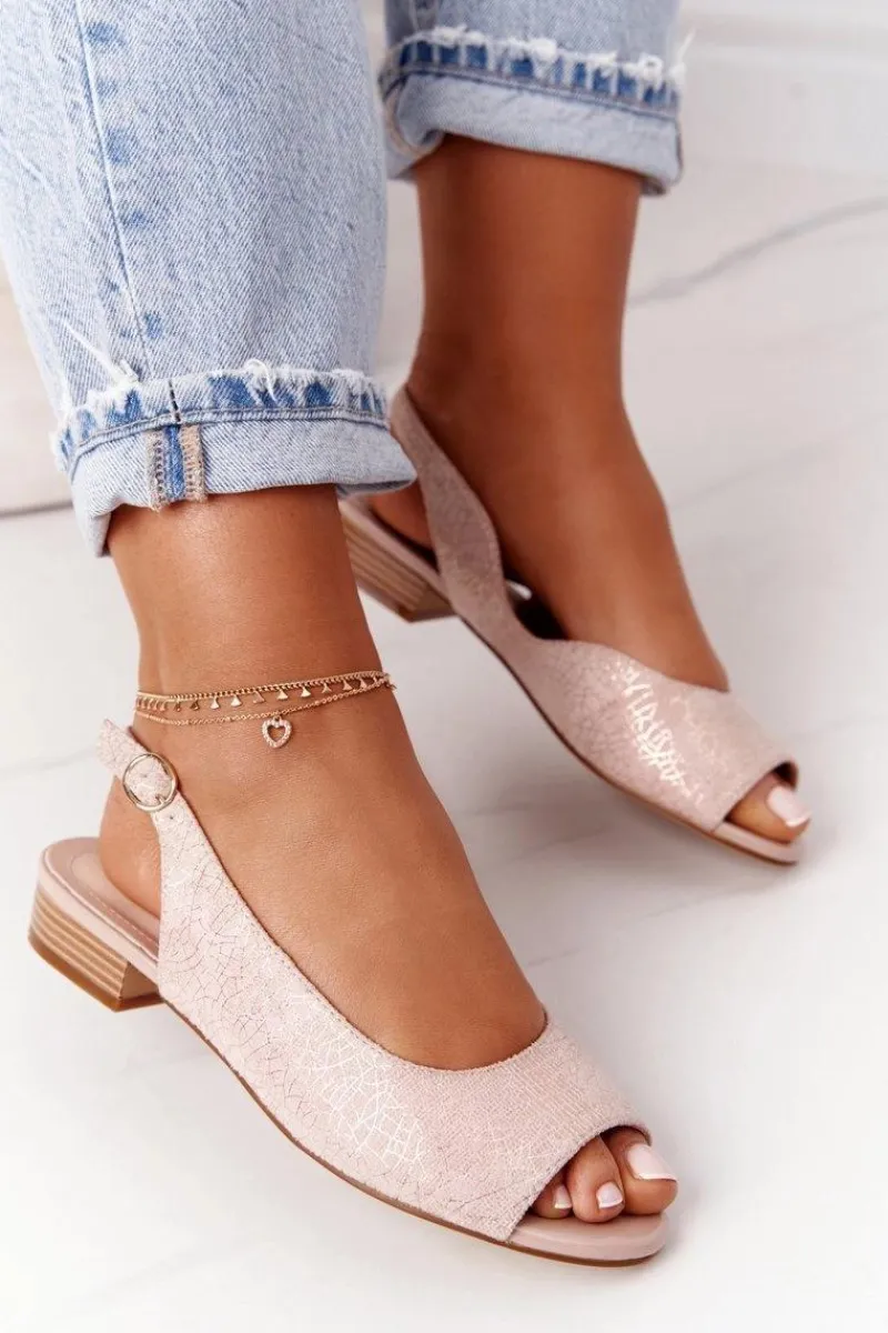 Hot Zamszowe Sandały Na Obcasie Sergio Leone SK807 Różowe Damskie Sandały Na Obcasie|Sandały Płaskie