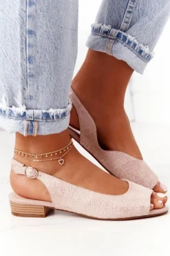 Hot Zamszowe Sandały Na Obcasie Sergio Leone SK807 Różowe Damskie Sandały Na Obcasie|Sandały Płaskie